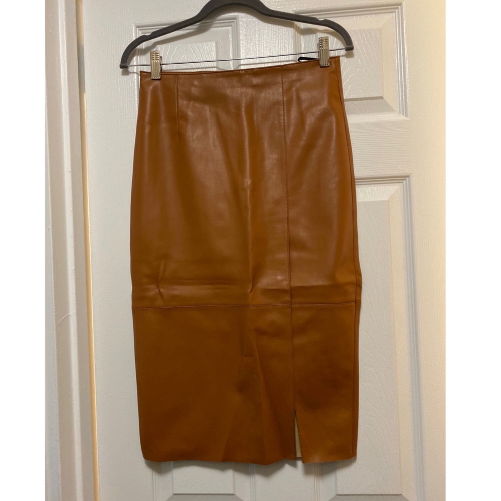 Faux leather camel high waisted skirt *MOVING SALE